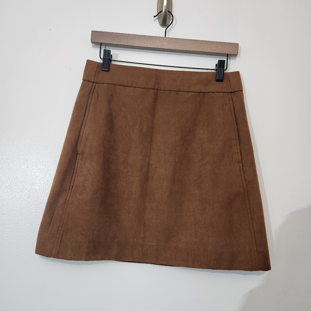 J.Crew Taupe Brown Faux Suede A-Line Mini Skirt 6 Pockets Lined 18" Fall Preppy